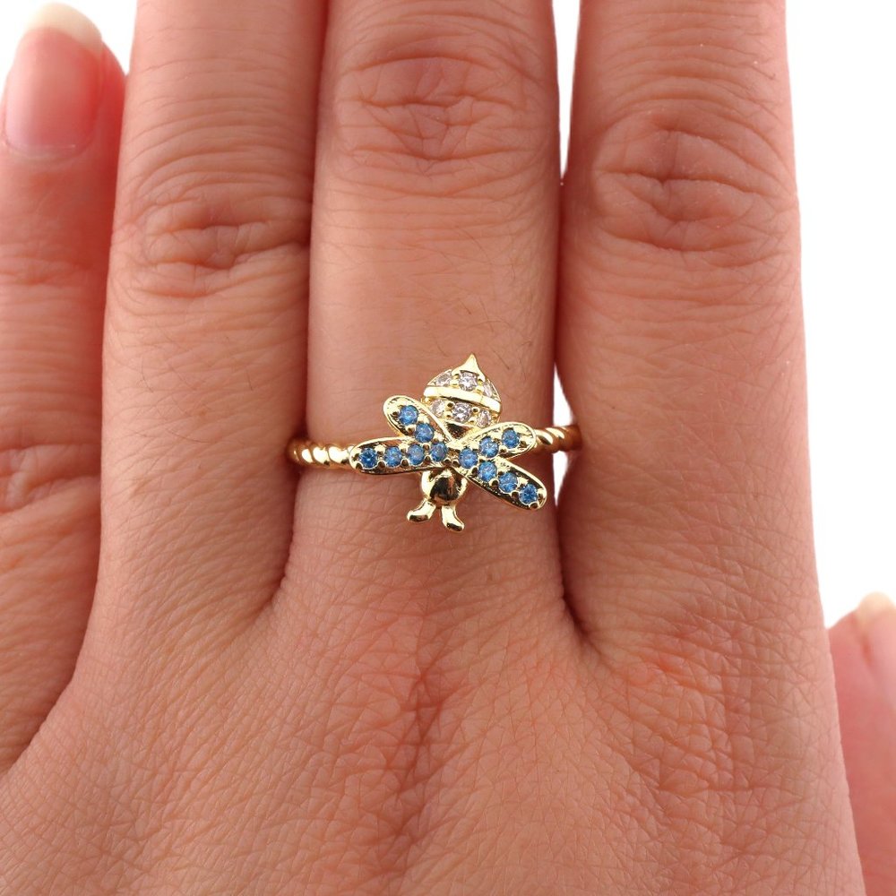 Discover Serenity in Style Women's 14k Gold Plated Bee Fidget Ring Twisted Band*
